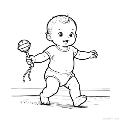 Free printable Baby Playing with Toys 9 Coloring Page - Free PDF Printable Baby Coloring Sheets coloring page