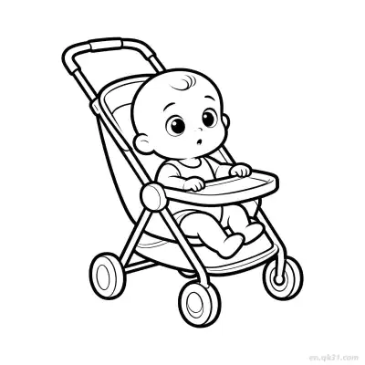 Free printable Baby in Stroller 1 Coloring Page - Free PDF Printable Baby Coloring Sheets coloring page