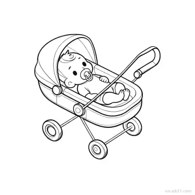 Free printable Baby in Stroller 2 Coloring Page - Free PDF Printable Baby Coloring Sheets coloring page