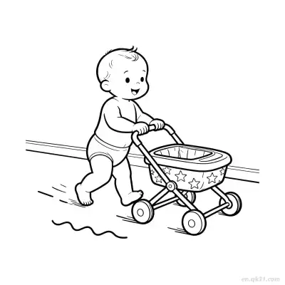 Free printable Baby Stroller  Coloring Page - Free PDF Printable Baby Coloring Sheets coloring page