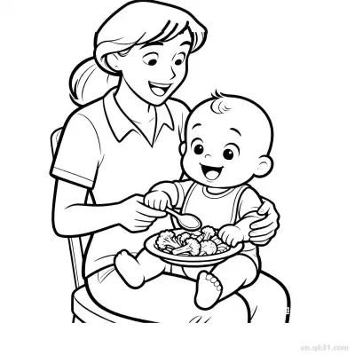 Free printable Mother Feeding Baby  Coloring Page - Free PDF Printable Baby Coloring Sheets coloring page