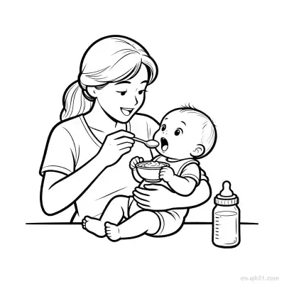 Free printable Mother Feeding Baby 2 Coloring Page - Free PDF Printable Baby Coloring Sheets coloring page
