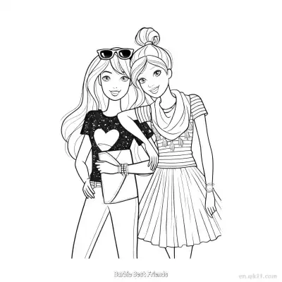 Free printable Barbie Best Friends  Coloring Page - Free PDF Printable Barbie Coloring Sheets coloring page