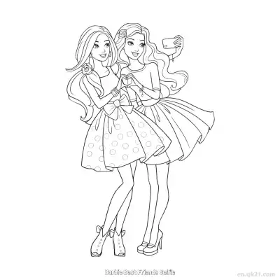 Free printable Barbie Best Friends Selfie  Coloring Page - Free PDF Printable Barbie Coloring Sheets coloring page