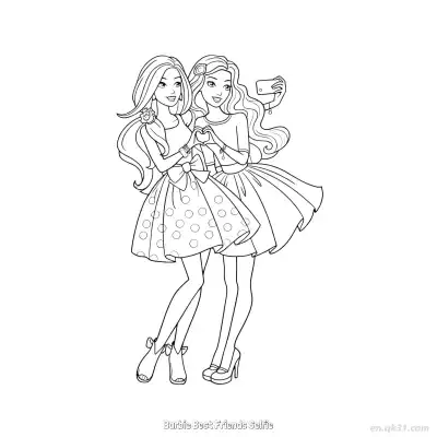 Free printable Barbie Best Friends Selfie 2 Coloring Page - Free PDF Printable Barbie Coloring Sheets coloring page
