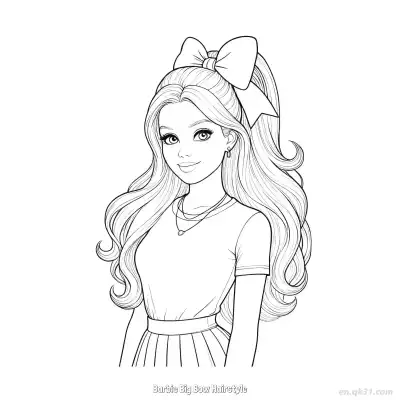 Free printable Barbie Big Bow Hairstyle  Coloring Page - Free PDF Printable Barbie Coloring Sheets coloring page