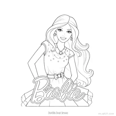 Free printable Barbie Bow Dress  Coloring Page - Free PDF Printable Barbie Coloring Sheets coloring page
