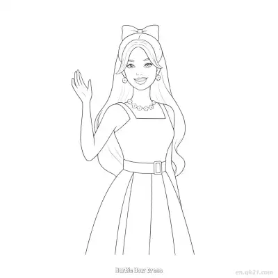 Free printable Barbie Bow Dress 2 Coloring Page - Free PDF Printable Barbie Coloring Sheets coloring page