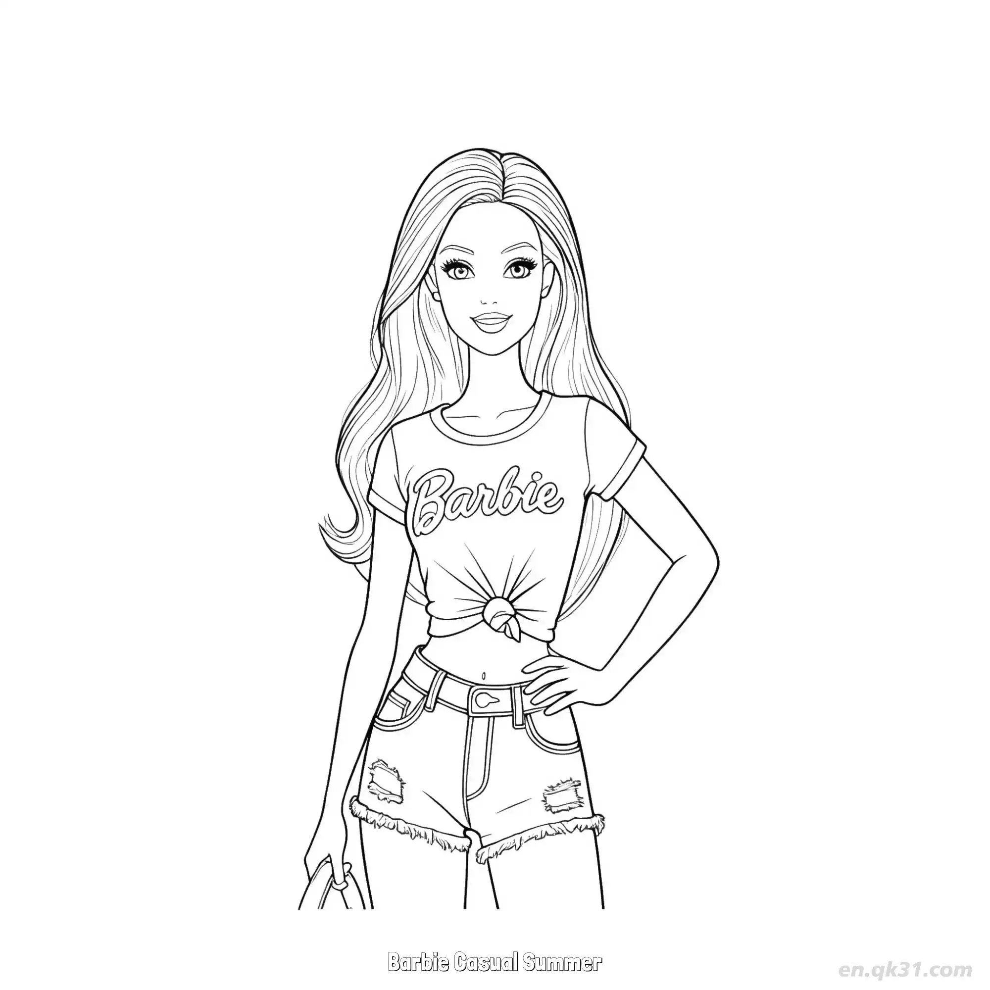 Barbie Casual Summer  Coloring Page - Free Printable Barbie PDF Coloring Sheets – Free Printable Coloring Page for Kids and Adults