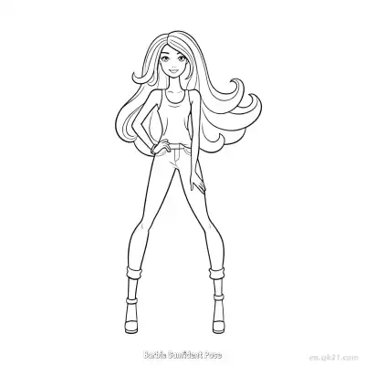 Free printable Barbie Confident Pose  Coloring Page - Free PDF Printable Barbie Coloring Sheets coloring page