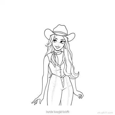 Free printable Barbie Cowgirl Outfit  Coloring Page - Free PDF Printable Barbie Coloring Sheets coloring page