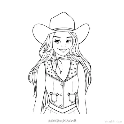 Free printable Barbie Cowgirl Portrait  Coloring Page - Free PDF Printable Barbie Coloring Sheets coloring page