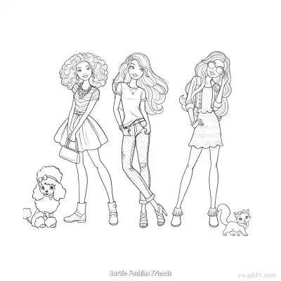 Free printable Barbie Fashion Friends  Coloring Page - Free PDF Printable Barbie Coloring Sheets coloring page