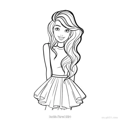 Free printable Barbie Flared Skirt  Coloring Page - Free PDF Printable Barbie Coloring Sheets coloring page
