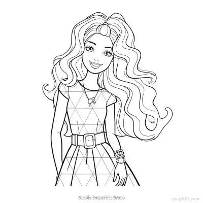 Free printable Barbie Geometric Dress  Coloring Page - Free PDF Printable Barbie Coloring Sheets coloring page