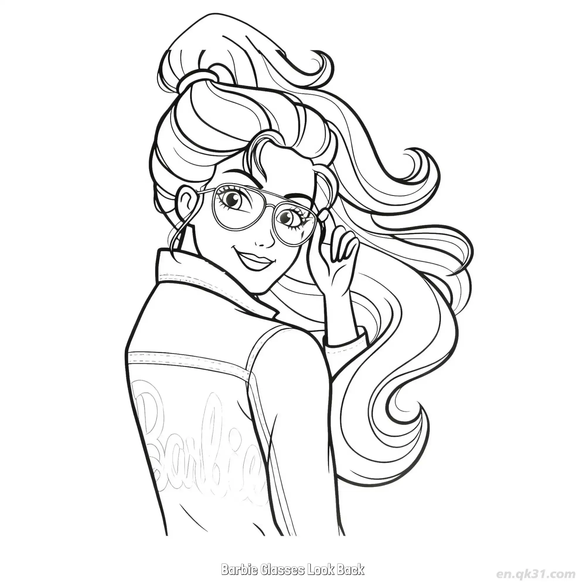 Barbie Glasses Look Back  Coloring Page - Free Printable Barbie PDF Coloring Sheets – Free Printable Coloring Page for Kids and Adults