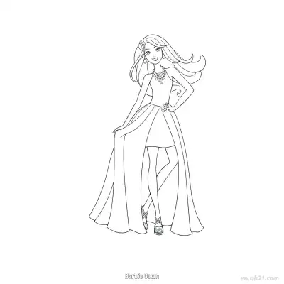 Free printable Barbie Gown  Coloring Page - Free PDF Printable Barbie Coloring Sheets coloring page