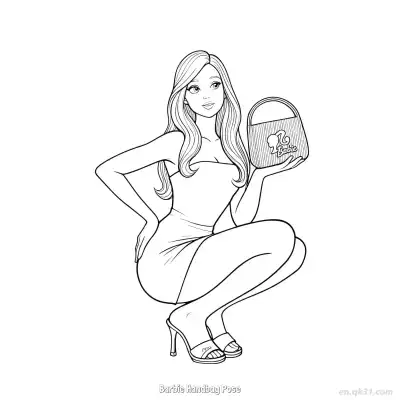 Free printable Barbie Handbag Pose  Coloring Page - Free PDF Printable Barbie Coloring Sheets coloring page