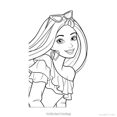 Free printable Barbie Heart Earrings  Coloring Page - Free PDF Printable Barbie Coloring Sheets coloring page
