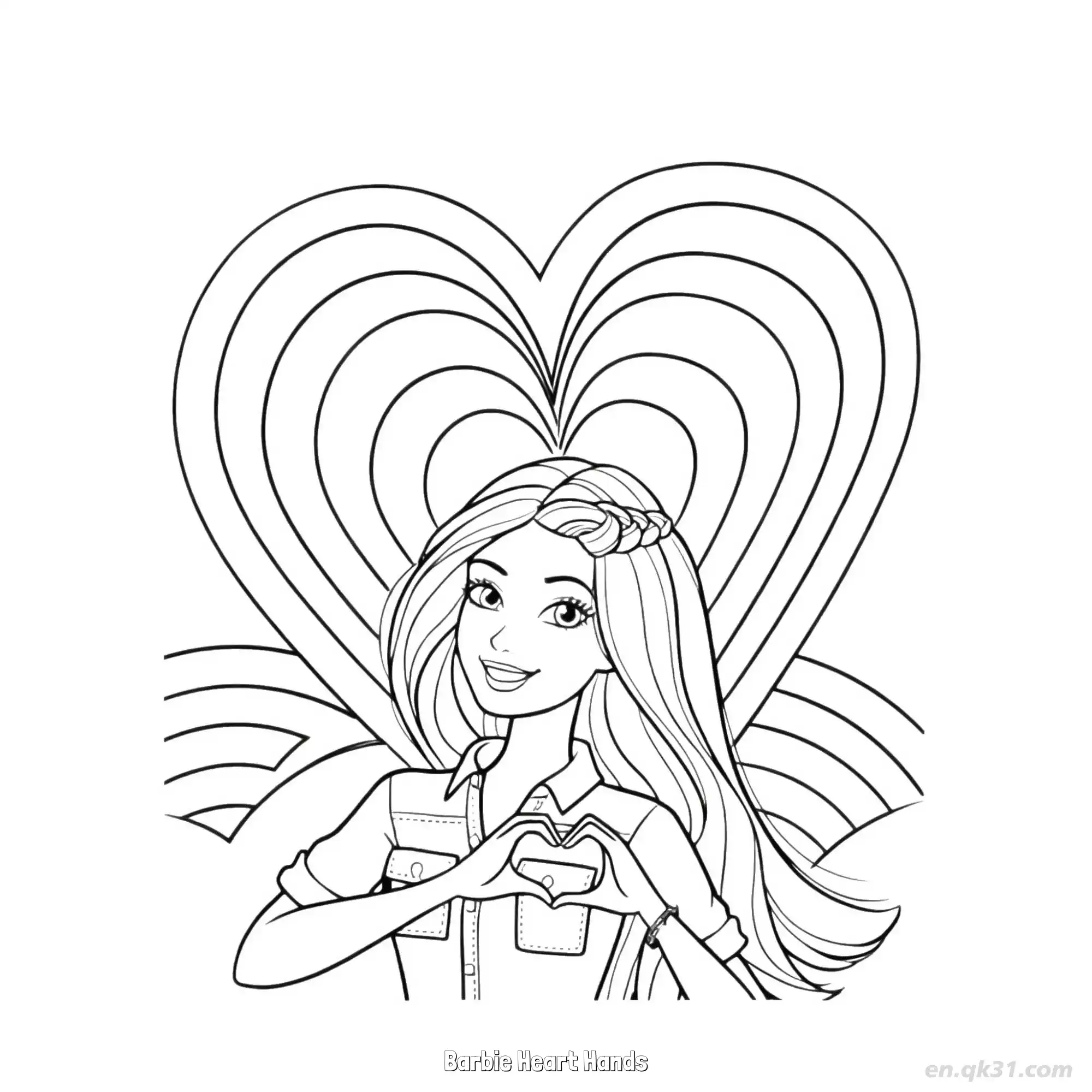 Barbie Heart Hands 2 Coloring Page - Free Printable Barbie PDF Coloring Sheets – Free Printable Coloring Page for Kids and Adults