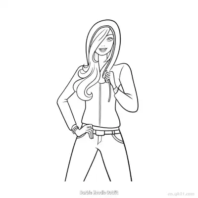 Free printable Barbie Hoodie Outfit  Coloring Page - Free PDF Printable Barbie Coloring Sheets coloring page