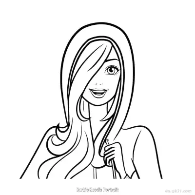 Free printable Barbie Hoodie Portrait  Coloring Page - Free PDF Printable Barbie Coloring Sheets coloring page