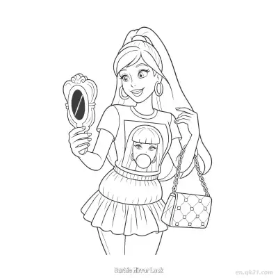 Free printable Barbie Mirror Look  Coloring Page - Free PDF Printable Barbie Coloring Sheets coloring page