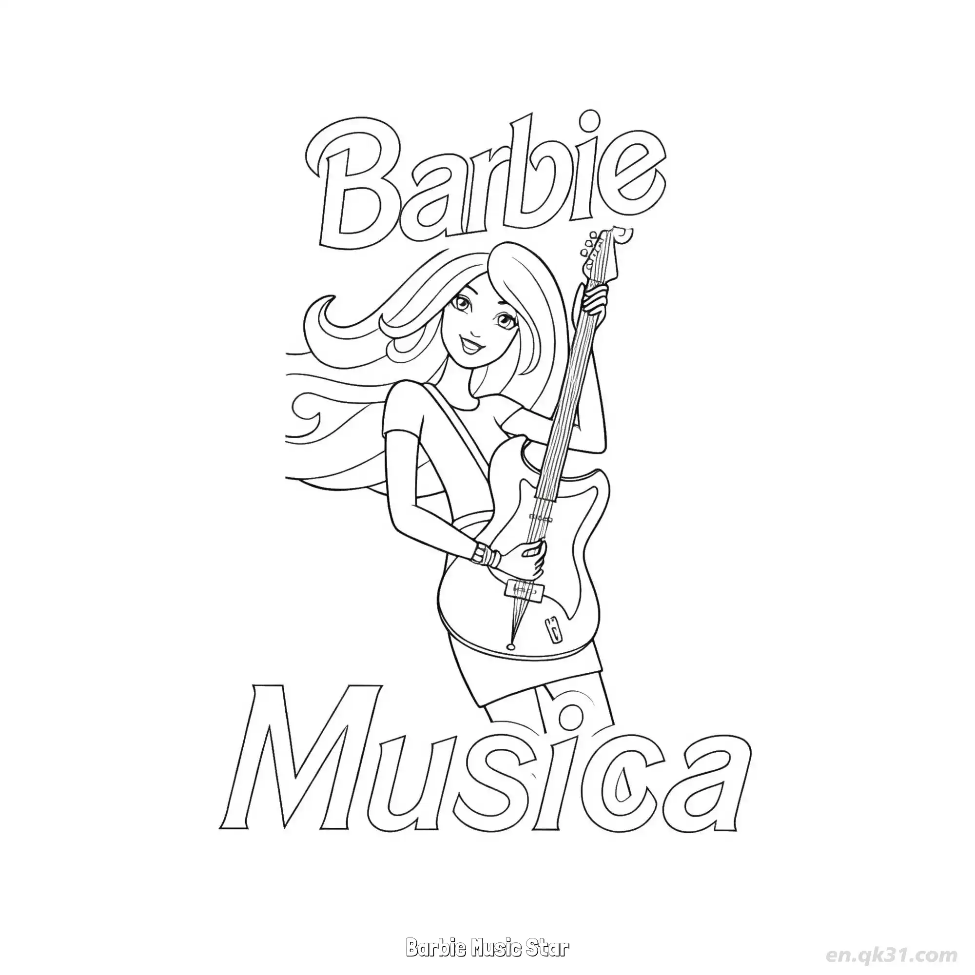 Barbie Music Star  Coloring Page - Free Printable Barbie PDF Coloring Sheets – Free Printable Coloring Page for Kids and Adults