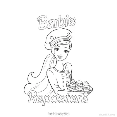 Free printable Barbie Pastry Chef  Coloring Page - Free PDF Printable Barbie Coloring Sheets coloring page