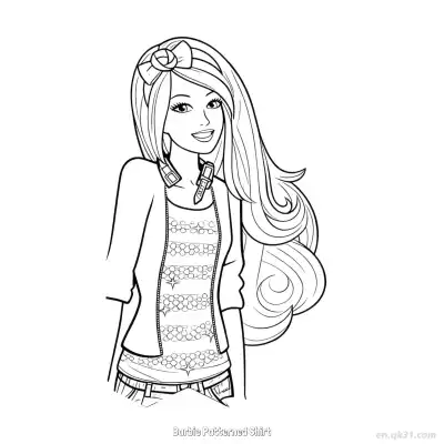 Free printable Barbie Patterned Shirt  Coloring Page - Free PDF Printable Barbie Coloring Sheets coloring page