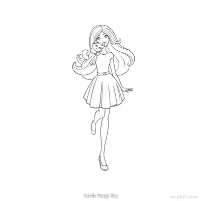 Free printable Barbie Puppy Hug  Coloring Page - Free PDF Printable Barbie Coloring Sheets coloring page