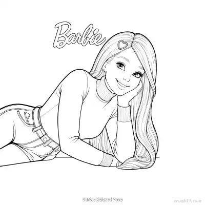 Free printable Barbie Relaxed Pose  Coloring Page - Free PDF Printable Barbie Coloring Sheets coloring page