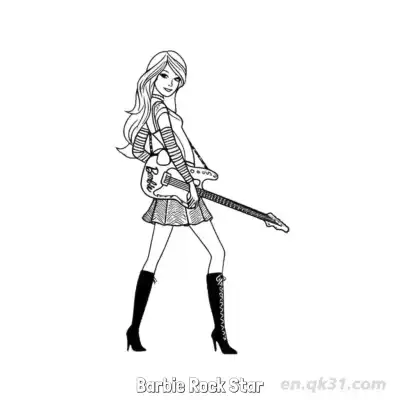 Free printable Barbie Rock Star  Coloring Page - Free PDF Printable Barbie Coloring Sheets coloring page