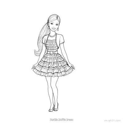 Free printable Barbie Ruffle Dress  Coloring Page - Free PDF Printable Barbie Coloring Sheets coloring page