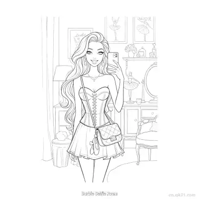 Free printable Barbie Selfie Room  Coloring Page - Free PDF Printable Barbie Coloring Sheets coloring page