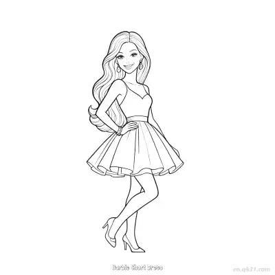 Free printable Barbie Short Dress  Coloring Page - Free PDF Printable Barbie Coloring Sheets coloring page
