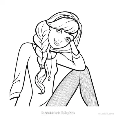Free printable Barbie Side Braid Sitting Pose  Coloring Page - Free PDF Printable Barbie Coloring Sheets coloring page