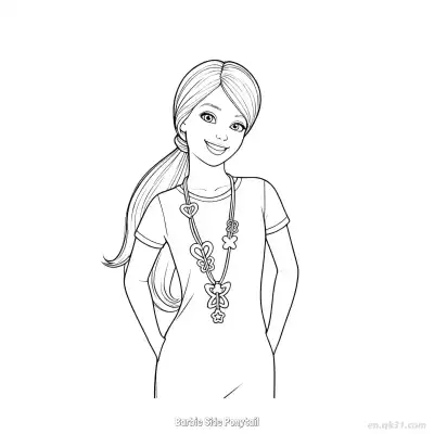 Free printable Barbie Side Ponytail  Coloring Page - Free PDF Printable Barbie Coloring Sheets coloring page