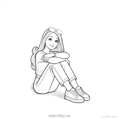 Free printable Barbie Sitting Pose  Coloring Page - Free PDF Printable Barbie Coloring Sheets coloring page