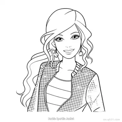 Free printable Barbie Sparkle Jacket  Coloring Page - Free PDF Printable Barbie Coloring Sheets coloring page