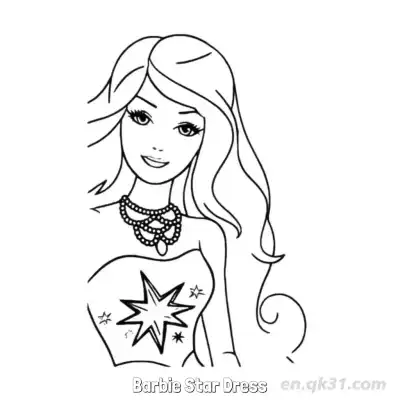 Free printable Barbie Star Dress  Coloring Page - Free PDF Printable Barbie Coloring Sheets coloring page