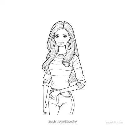 Free printable Barbie Striped Sweater  Coloring Page - Free PDF Printable Barbie Coloring Sheets coloring page