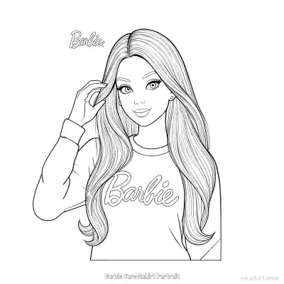 Free printable Barbie Sweatshirt Portrait  Coloring Page - Free PDF Printable Barbie Coloring Sheets coloring page