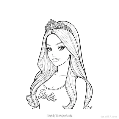Free printable Barbie Tiara Portrait  Coloring Page - Free PDF Printable Barbie Coloring Sheets coloring page