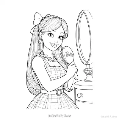 Free printable Barbie Vanity Mirror  Coloring Page - Free PDF Printable Barbie Coloring Sheets coloring page