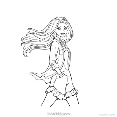 Free printable Barbie Walking Pose  Coloring Page - Free PDF Printable Barbie Coloring Sheets coloring page