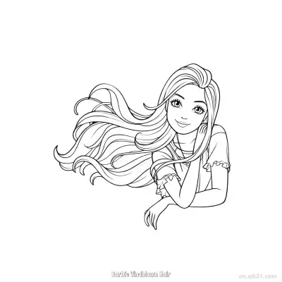 Free printable Barbie Windblown Hair 2 Coloring Page - Free PDF Printable Barbie Coloring Sheets coloring page