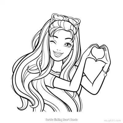 Free printable Barbie Winking Heart Hands 2 Coloring Page - Free PDF Printable Barbie Coloring Sheets coloring page