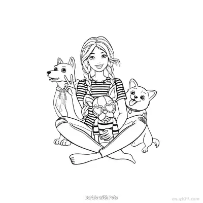 Free printable Barbie with Pets  Coloring Page - Free PDF Printable Barbie Coloring Sheets coloring page