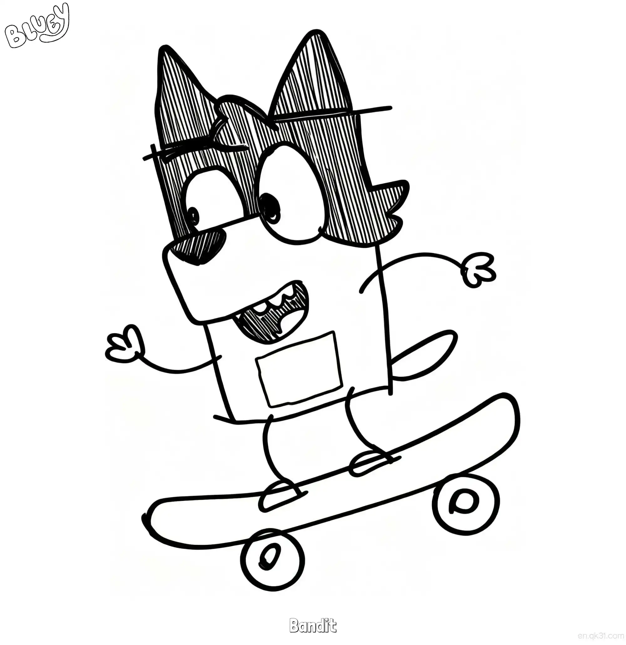 Bandit 2 Coloring Page - Free Printable Bluey PDF Coloring Sheets – Free Printable Coloring Page for Kids and Adults
